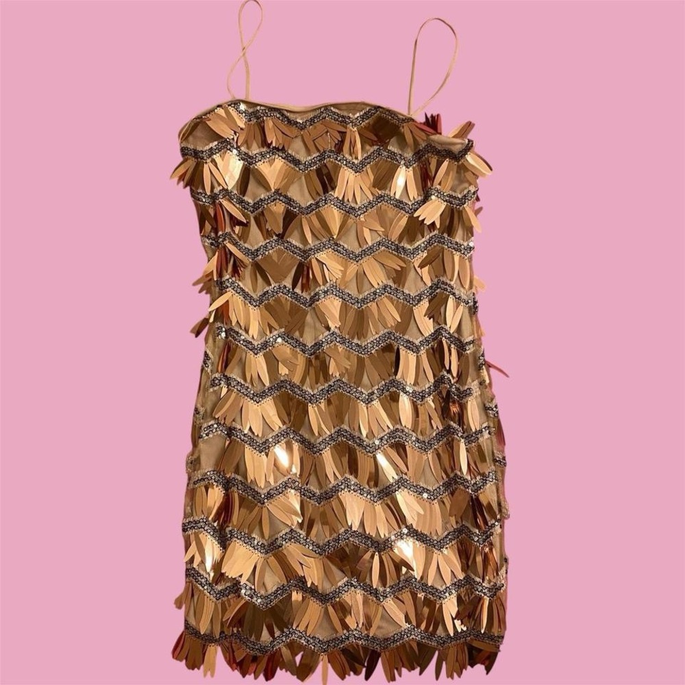 super cute sparkly rose gold mini dress